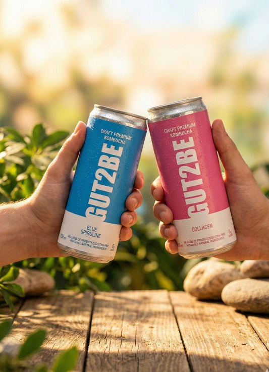 12 - дневен пакет с функционална комбуча: Синя Спирулина & Колаген - GUT2BE Комбуча12 - дневен пакет с функционална комбуча: Синя Спирулина & КолагенGUT2BE КомбучаGUT2BE Комбуча