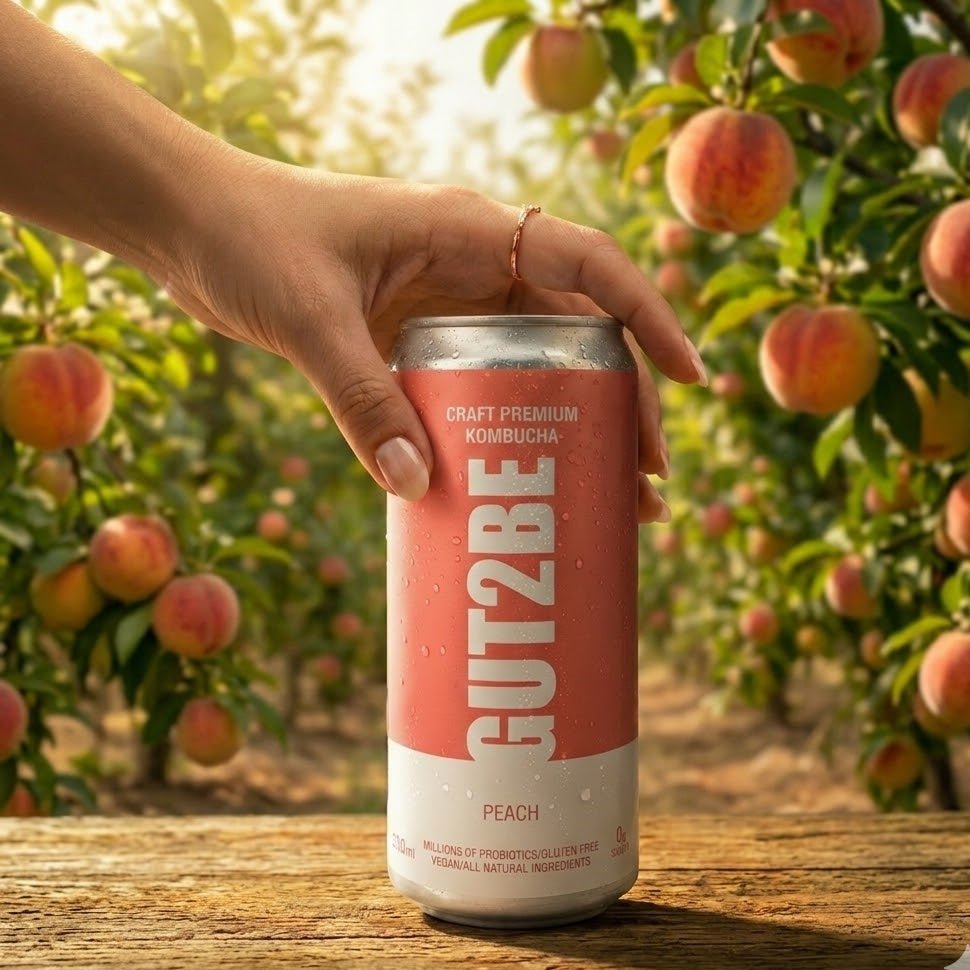 Комбуча с праскова в кенче, произведена в Бъгария